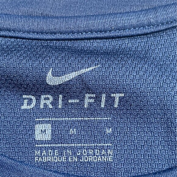 Nike Dri-Fit Blue Crewneck Short Sleeve Shirt Mens M Polyester Athletic Wear - Picture 3 of 5
